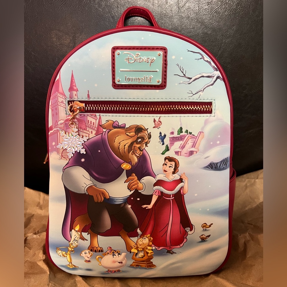 Beauty & The Beast Cast Winter Snow - Disney Loungefly Mini Backpack - NWT